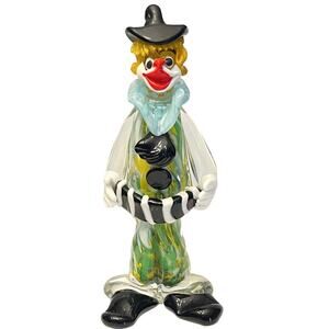 Murano Art Glass Clown Figurine 1950s Accordion 8.5” Fratelli Pitau Sculpture